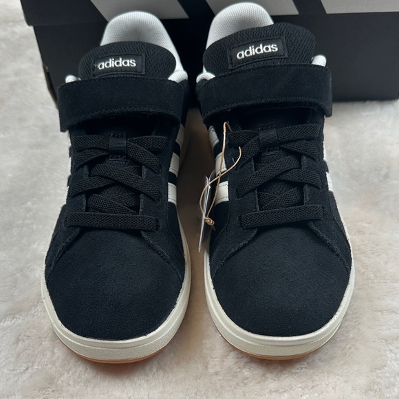 Adidas Kids Sz 3 Black and White Sneakers Grand Court 00s EL - Picture 8 of 9